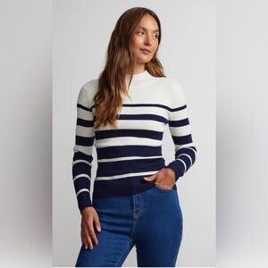 NY & Co Rib Knit Stripe Sweater Top